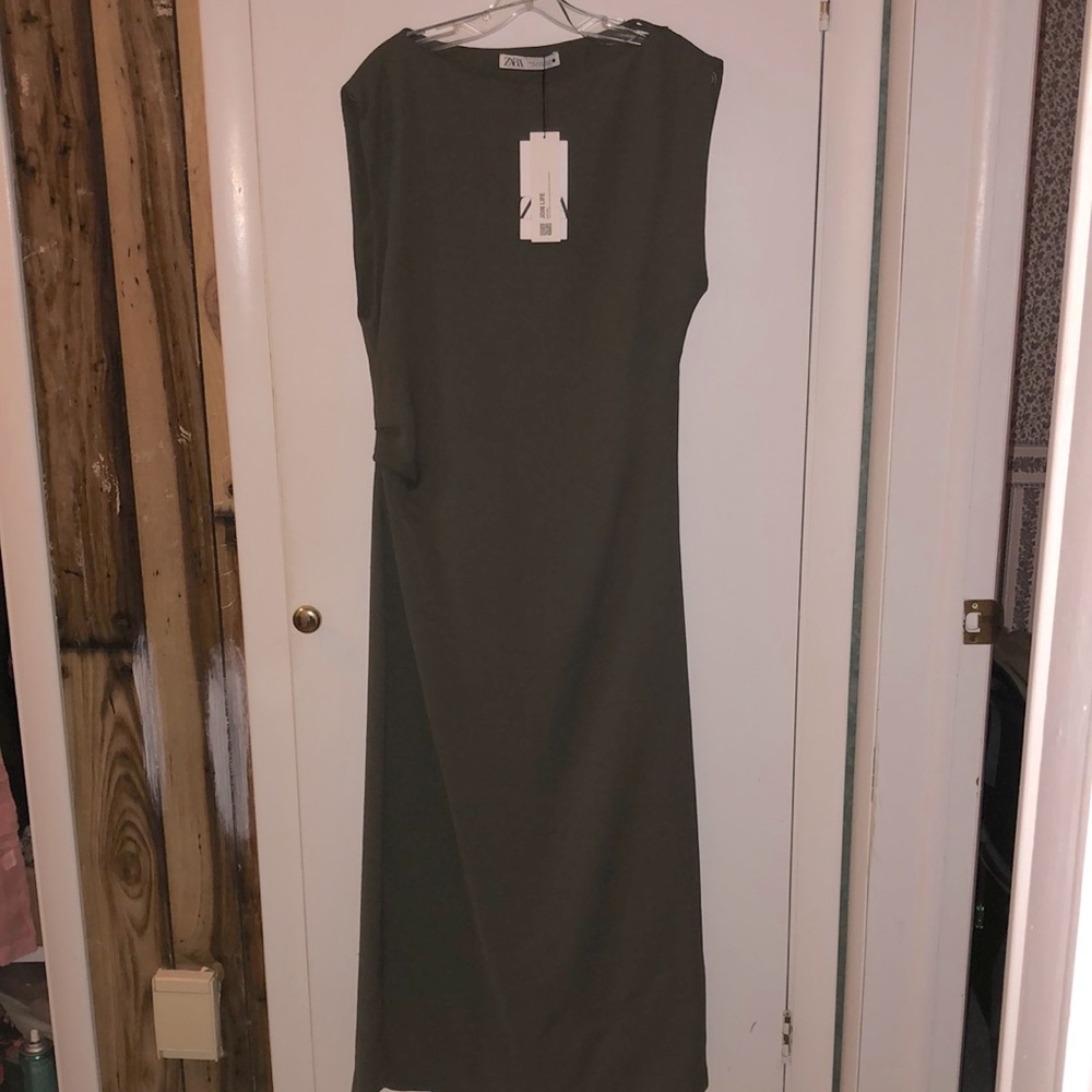NWT Zara olive green maxi dress, size XL.
